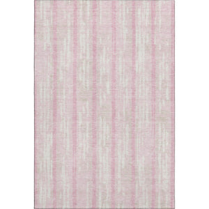 HomeRoots 10' X 14' Pink And Ivory Striped Washable Area Rug – Soft, Durable, Stain Resistant with UV Protection 670922