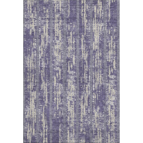HomeRoots 8' X 10' Stylish Purple and Beige Striped Washable Area Rug with UV Protection for Active Homes 670926