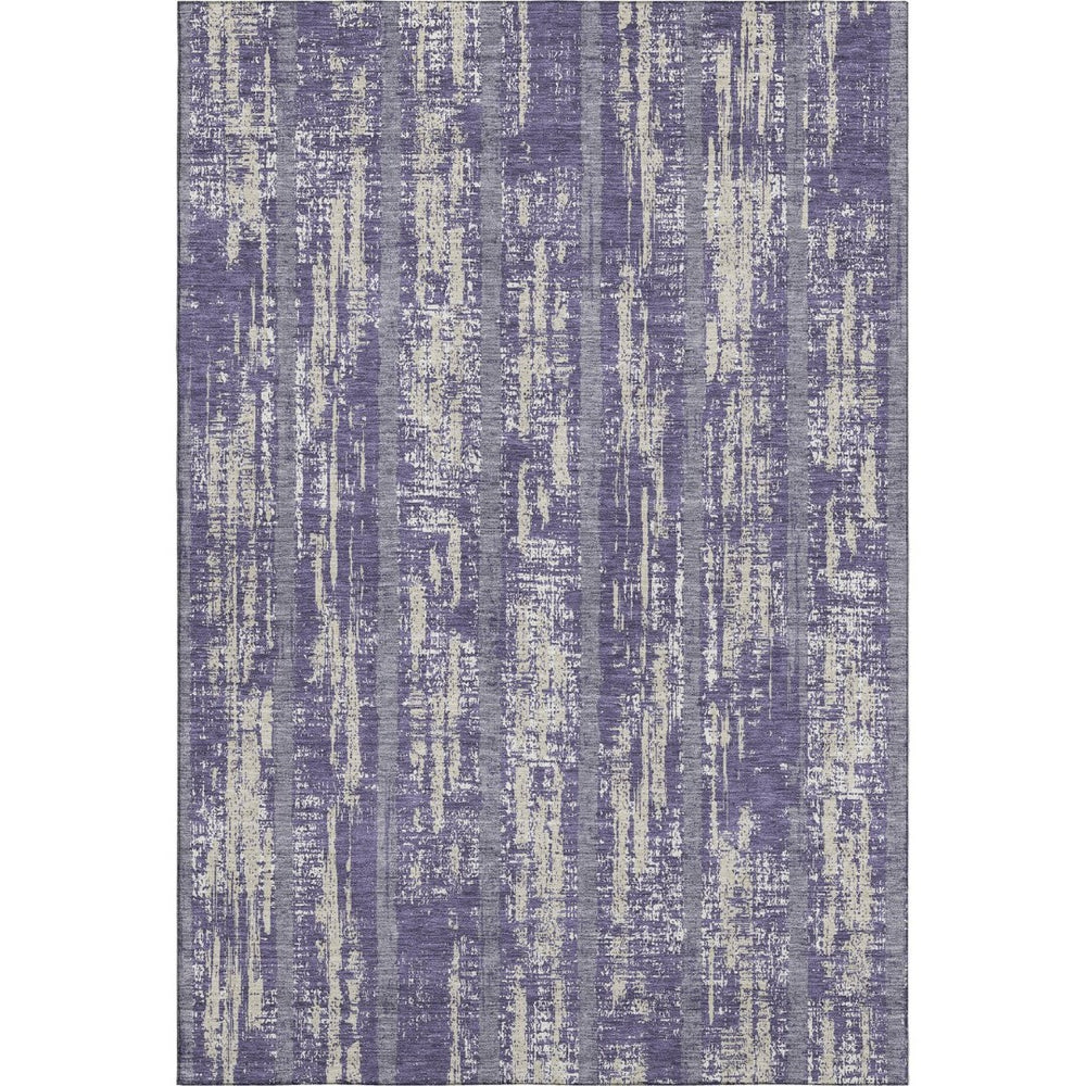 HomeRoots 10' Stylish Purple and Beige Striped Washable Area Rug with UV Protection for Busy Homes 670928