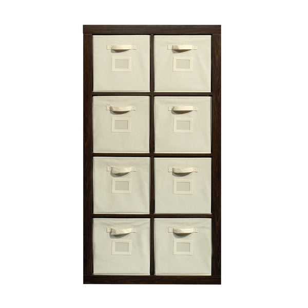 English Elm 8-Cube Organizer Brown finish - 8-Compartment Engineered Wood Storage with Removable Bins, 31"x15"x58" B356P402702