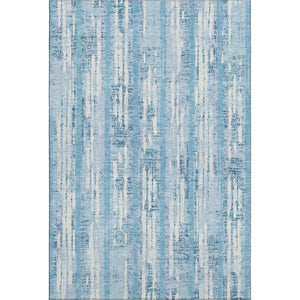 HomeRoots 5' X 8' Sky Blue & Ivory Striped Washable Rug - Durable, UV Protected, Stain Resistant for Every Home 670930