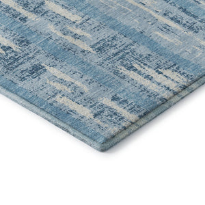 HomeRoots 10' Sky Blue & Ivory Striped Washable Area Rug - UV Protected, Durable, Perfect for Coastal Charm! 670934
