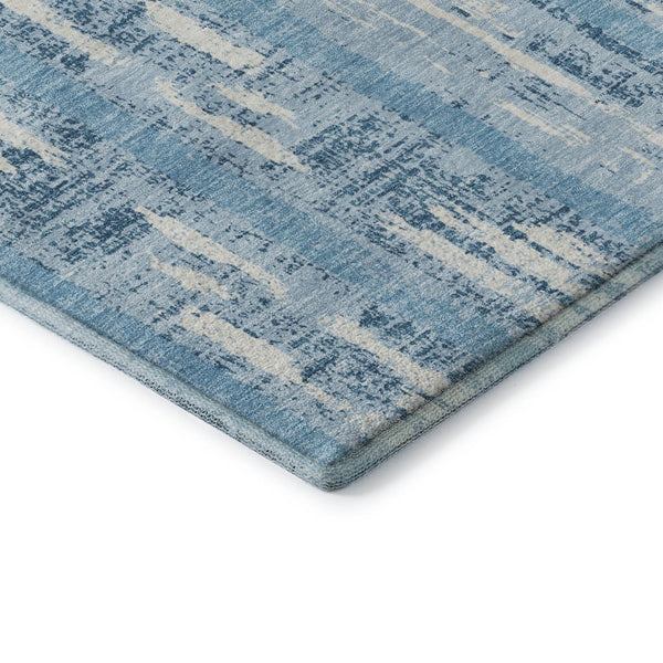 HomeRoots 10' Sky Blue & Ivory Striped Washable Area Rug - UV Protected, Durable, Perfect for Coastal Charm! 670934