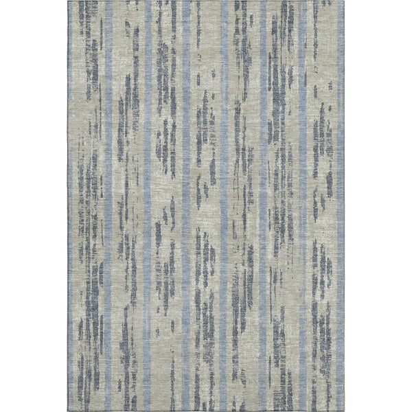 HomeRoots 5' Taupe Beige & Gray Striped Area Rug - Washable, UV Protected, Durable, Perfect for High Traffic Spaces 670936