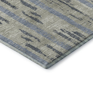 HomeRoots 8' Striped Washable Round Rug in Taupe, Beige & Gray - UV Protected, Stain Resistant, Easy Care! 670937
