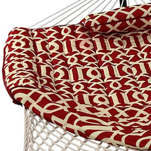 HomeRoots Red Geometric Spreader Bar Hammock with Stand - Vibrant, Durable, and Perfect for Relaxing Outdoors! 670961