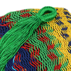 HomeRoots Green Handwoven Double Hammock - Vibrant Striped Cotton-Nylon Blend for Ultimate Outdoor Relaxation 670965
