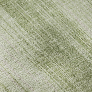 HomeRoots 8' Artichoke Green & Ivory Striped Round Rug - Washable, UV-Protected, and Durable for Any Space 670985