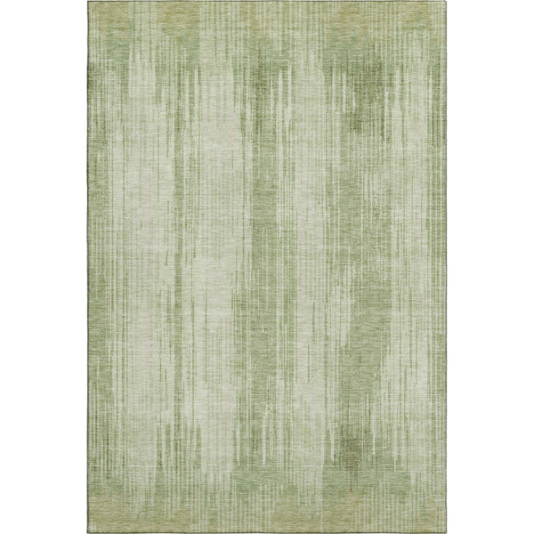 HomeRoots 8' X 10' Artichoke Green & Ivory Striped Washable Area Rug - UV Protected, Soft & Durable Design 670986