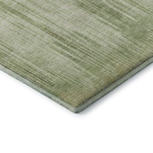 HomeRoots 8' X 10' Artichoke Green & Ivory Striped Washable Area Rug - UV Protected, Soft & Durable Design 670986
