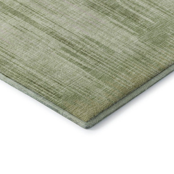 HomeRoots 10' Artichoke Green & Ivory Striped Area Rug - Washable, UV Protected, Durable for High Traffic Areas 670988