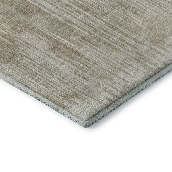 HomeRoots 9' X 12' Beige and Taupe Striped Area Rug - Washable, UV Protected, Durable for High-Traffic Spaces 670993