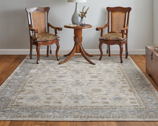 Feizy Rugs Celene Vintage-inspired Floral Rug - Elegant Power Loomed Design In Warm Neutral Palette For Any Space Tan,Ivory,Gray Viscose,Polyester Cel39kvfbgegryg00
