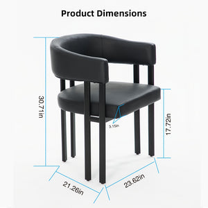 English Elm Modern Barrel Dining Chairs Set of 2 Faux Leather Wraparound Seat Metal Frame Black W3394P444217