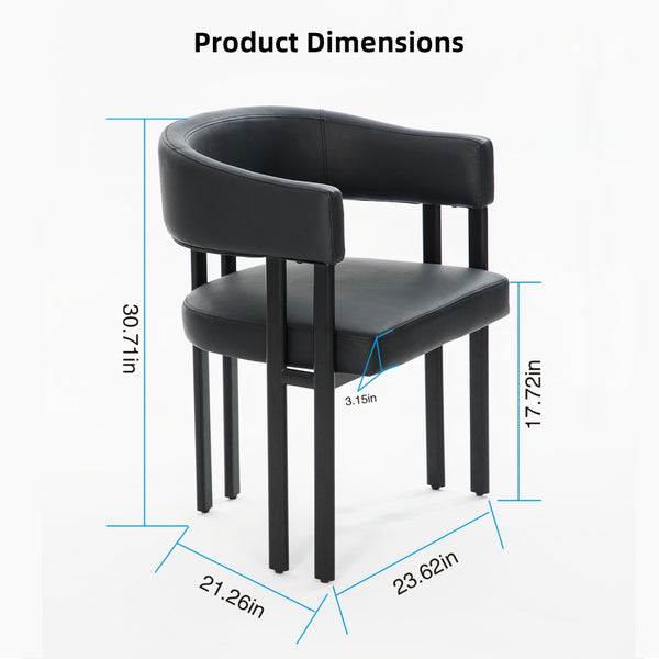 English Elm Modern Barrel Dining Chairs Set of 2 Faux Leather Wraparound Seat Metal Frame Black W3394P444217