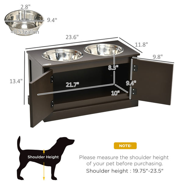 English Elm Pawhut Elevated Dog Feeder For Large Dogs With Hidden Storage & Stainless Steel Bowls - Modern Design W2225P173801-GIGA