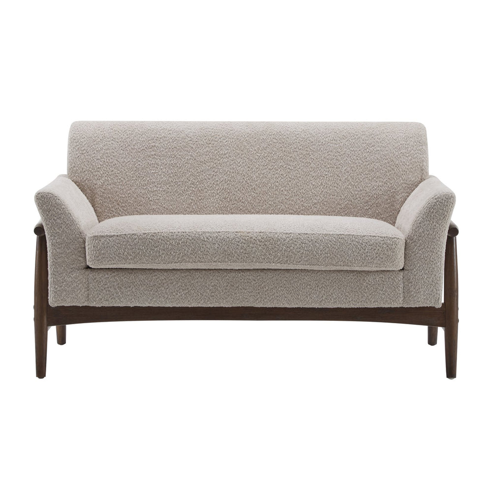 English Elm Christopher Knight Home® - Boucle Mid-Century Flared Arms Loveseat with Elm Legs — Plush Bouclé Upholstery, Cozy Modern Accent (57.5") Almond,Walnut N771P294675V