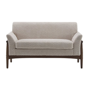 English Elm Christopher Knight Home® - Boucle Mid-Century Flared Arms Loveseat with Elm Legs — Plush Bouclé Upholstery, Cozy Modern Accent (57.5") Almond,Walnut N771P294675V