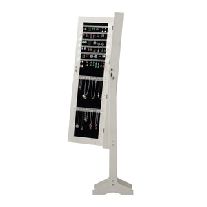 English Elm Jewelry Cabinet Armoire With Full-Length Mirror & Interior Lighting - Elegant Organizer With Lock W3406P340443