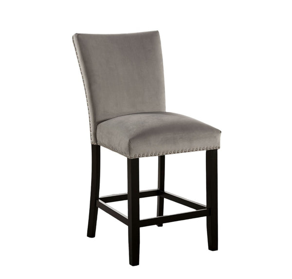 English Elm Genuine Marble Top Counter Height Dining Set with Six Nailhead Upholstered Chairs B2741S00766