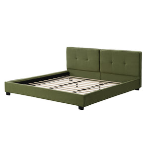 English Elm Christopher Knight Home® - King Size Velvet Bed Frame - Luxurious Olive Green Upholstered Platform Bed With Curved Headboard N757P235227A
