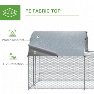 English Elm Pawhut Walk in Galvanized Metal Chicken Run Dome Enclosure Outdoor Yard Hen Coop W2225P217058