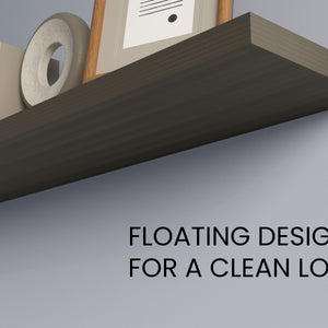 English Elm Fm Furniture Greer Floating Shelves Set Of 2 In Smokey Oak - Modern Minimalist Wall Storage Solutions B128P361103