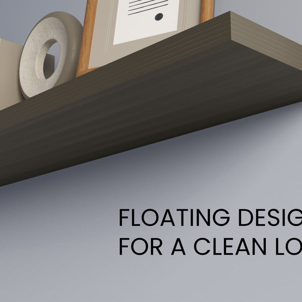 English Elm Fm Furniture Greer Floating Shelves Set Of 2 In Smokey Oak - Modern Minimalist Wall Storage Solutions B128P361103