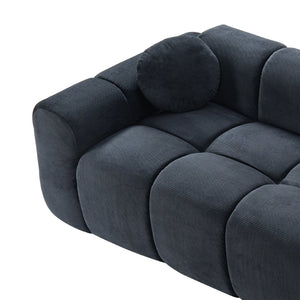 English Elm 98.4" Corduroy Cloud Puff Sofa Vacuum Packed 4-seater Living Room Couch with Pillows Black W5515P477282