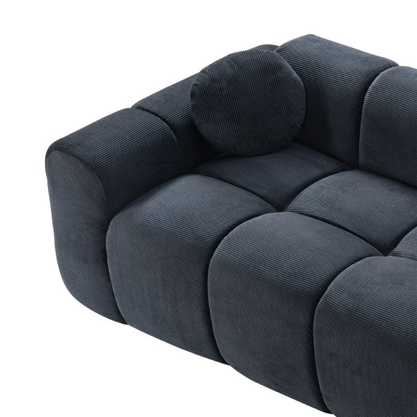 English Elm 98.4" Corduroy Cloud Puff Sofa Vacuum Packed 4-seater Living Room Couch with Pillows Black W5515P477282