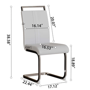 English Elm 63" Modern Mid-Century Brown Mdf Dining Table & 4 Pu Armless Chairs Set For Stylish Entertaining W2189S00671