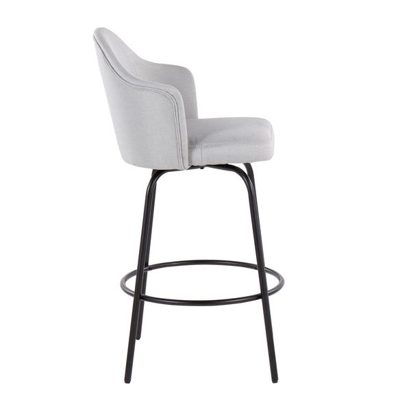 English Elm Ahoy Modern Counter Stool Set Of 2 - Fixed Height, Stylish Grey Fabric & Black Metal For Your Space B202S00154