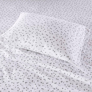 JLA Home Intelligent Design - 100% Cotton Flannel Sheet Set – Ultra-Soft 135gsm Pigment Print for Warmth, Breathable Comfort & Lasting Color Grey Stars ID20-1540