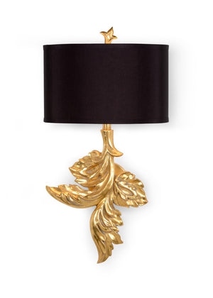 Wildwood Gaylord Right-Hand Sconce With Gold Leaf Finish And Black Silkette Shade For Timeless Traditional Lighting 67100