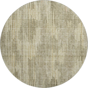 HomeRoots 8' Striped Washable Round Rug in Brown & Beige – UV Protected, Durable & Easy to Clean for Any Space 671003