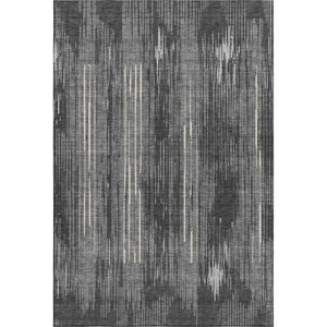 HomeRoots 5' X 8' Charcoal And Ivory Striped Area Rug - Washable, UV-Protected, Stylish for High-Traffic Spaces 671008
