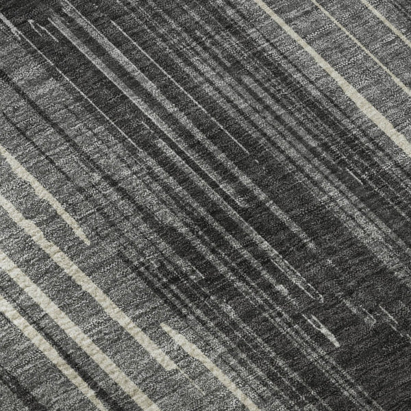 HomeRoots 5' X 8' Charcoal And Ivory Striped Area Rug - Washable, UV-Protected, Stylish for High-Traffic Spaces 671008