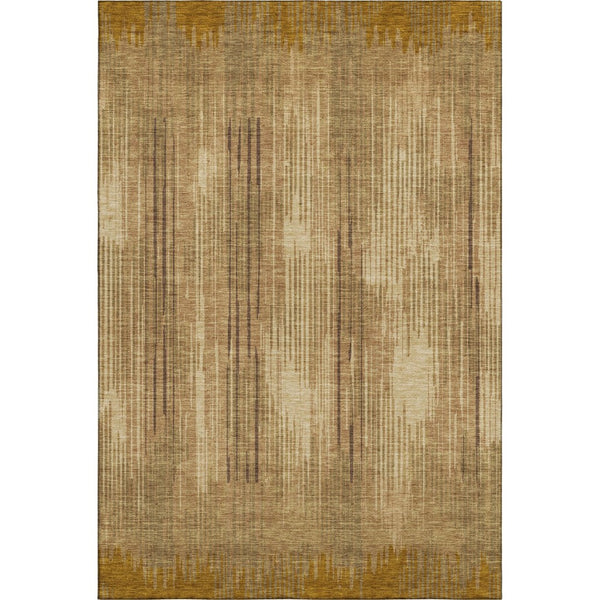 HomeRoots 5' X 8' Copper & Gold Striped Washable Area Rug - Durable, Stylish, UV Protected & Pet-Friendly Design 671014