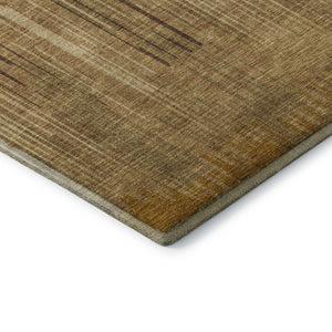 HomeRoots 10' Copper and Gold Striped Washable Area Rug – UV Protected, Stain Resistant, Perfect for Living Rooms! 671018