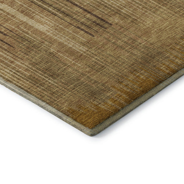 HomeRoots 10' Copper and Gold Striped Washable Area Rug – UV Protected, Stain Resistant, Perfect for Living Rooms! 671018