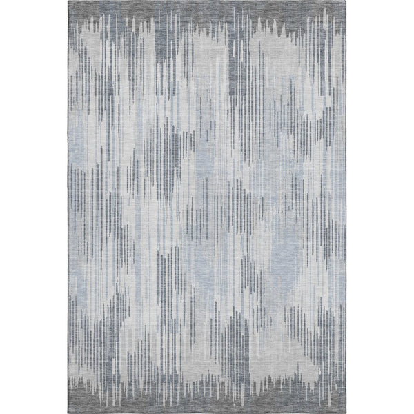 HomeRoots 8' X 10' Gray and Silver Striped Area Rug with UV Protection - Durable, Stain-Resistant & Washable! 671022