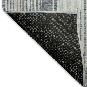 HomeRoots 8' X 10' Gray and Silver Striped Area Rug with UV Protection - Durable, Stain-Resistant & Washable! 671022