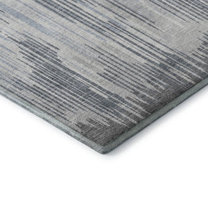 HomeRoots 8' X 10' Gray and Silver Striped Area Rug with UV Protection - Durable, Stain-Resistant & Washable! 671022