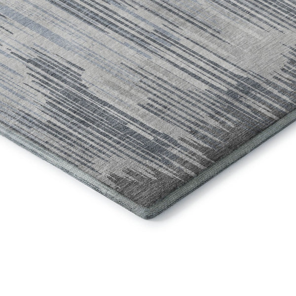 HomeRoots 8' X 10' Gray and Silver Striped Area Rug with UV Protection - Durable, Stain-Resistant & Washable! 671022