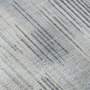 HomeRoots 8' X 10' Gray and Silver Striped Area Rug with UV Protection - Durable, Stain-Resistant & Washable! 671022