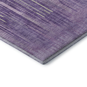 HomeRoots 8' Striped Purple and Lavender Washable Round Rug with UV Protection for Modern Homes and Durability 671033