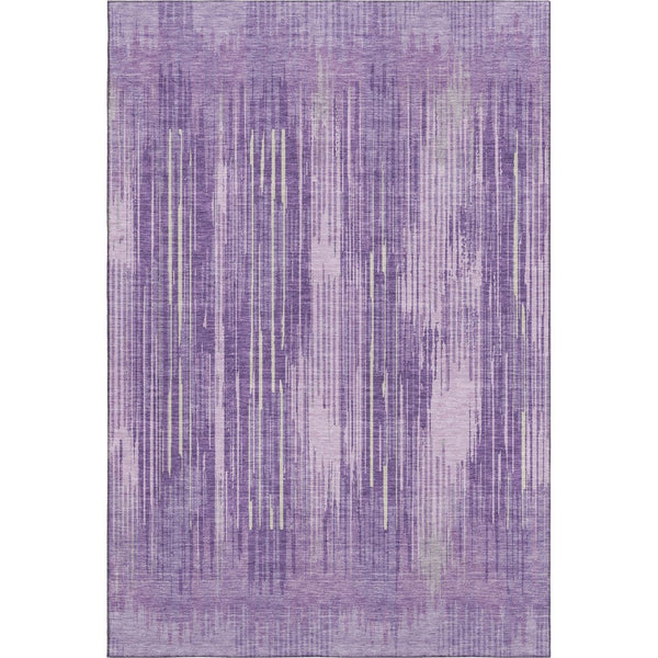 HomeRoots 9' X 12' Striped Purple and Lavender Area Rug - Washable, UV Protected, Durable for Family Spaces 671035