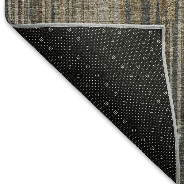 HomeRoots 8' Washable Round Rug in Chic Taupe & Beige Stripes - Durable, Stain-Resistant, UV Protected Design 671039