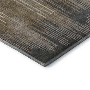 HomeRoots 8' Washable Round Rug in Chic Taupe & Beige Stripes - Durable, Stain-Resistant, UV Protected Design 671039