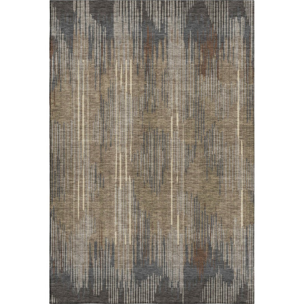 HomeRoots 8' X 10' Taupe and Beige Striped Washable Area Rug - Durable, Stain Resistant, UV Protected Design! 671040